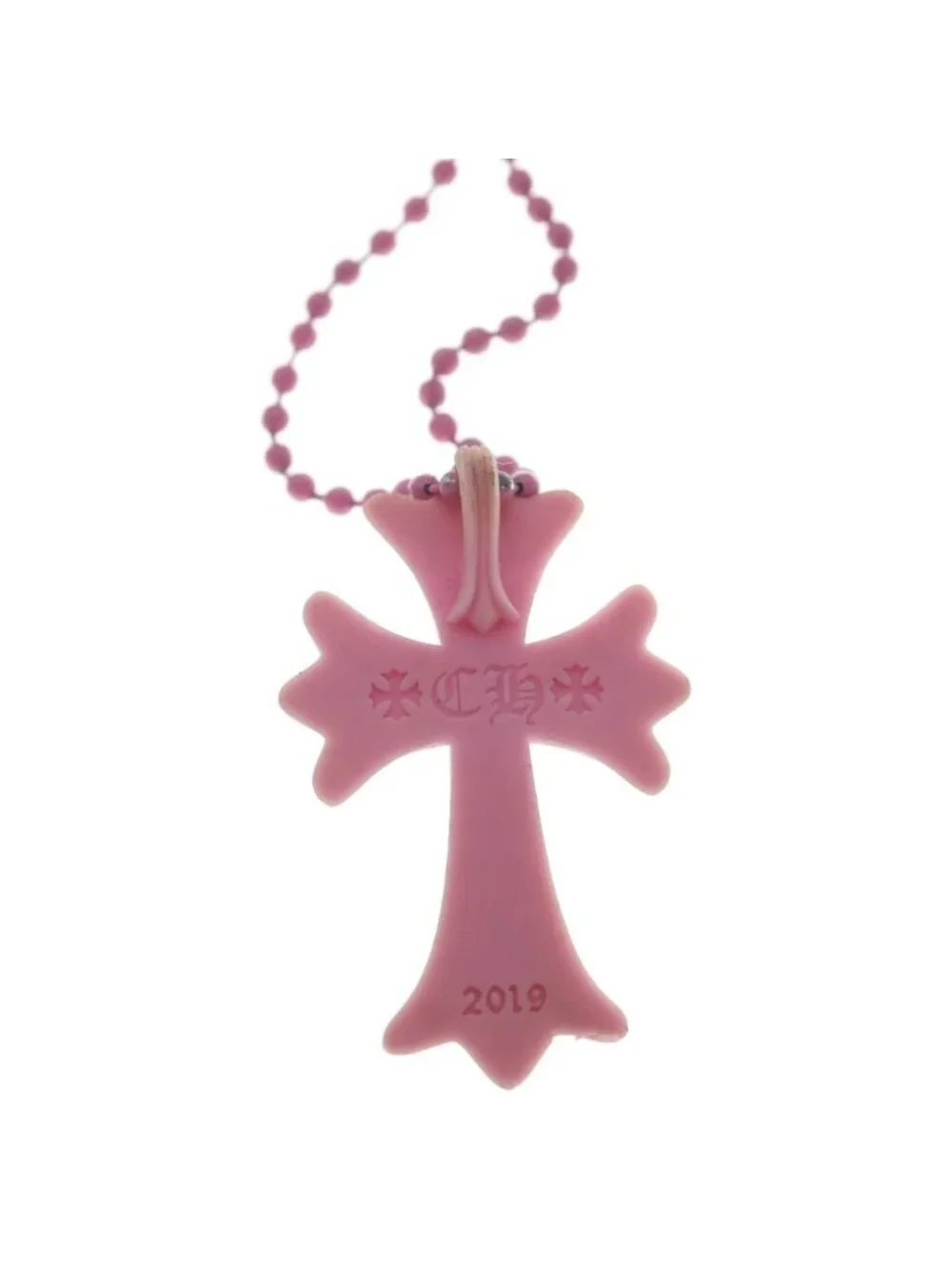 Chrome Hearts Rubber CH Small CH Cross Necklace Silicone Pink